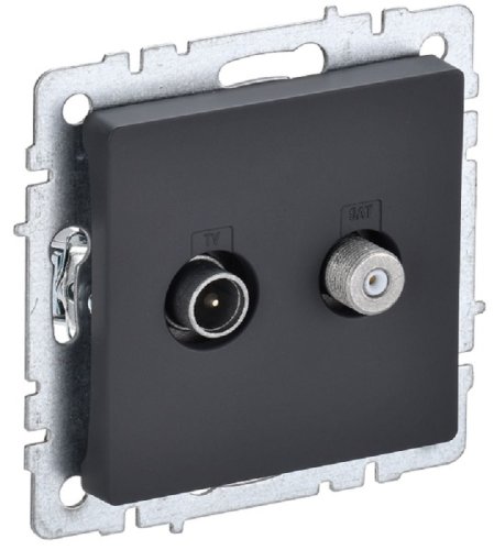 Розетка TV+SAT Оконечная без рамки IEK Brite РТВ/РСп12-БрГ 2-м. графит картинка